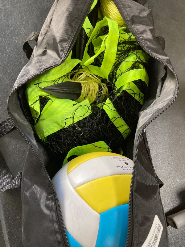 Photo 1 of 32ft Regulation Size Portable Outdoor Volleyball Net Set System for Backyard Beach with Height Adjustable Poles, PU Volleyball and Pump, Carry Bag, Boundary Line - Easy Set Up & Anti-Sagging (Black)