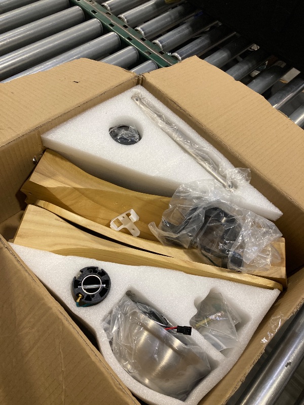 Photo 1 of 36 Inch Wooden Ceiling Fan Without Light With Remote Control, 3 solid wood fan blades Ceiling Fan for Indoor, Living Room, Dining Room, Bedroom, Terrace, Porch(Brushnickle+Natural Wood, 36 inch)