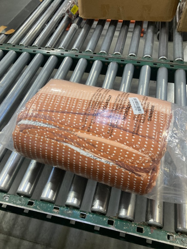 Photo 1 of Andency Orange Quilt Cal King(104x112Inch), 3 Pieces (1 Striped Quilt and 2 Pillowcases) Patchwork Striped Bedspread Coverlet Set, Soft Microfiber Lightweight All Season Quilted Bedding Set