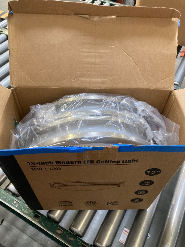 Photo 1 of 36W LED Ceiling Lights for Bedroom Kitchen, 3600lm Super Bright, Dimmable Flush Mount Light Fixtures 6500K/5000K/4000K/3000K/2700K Adjusted Modern Lamps 2PACK, 13 Inch, Nickle