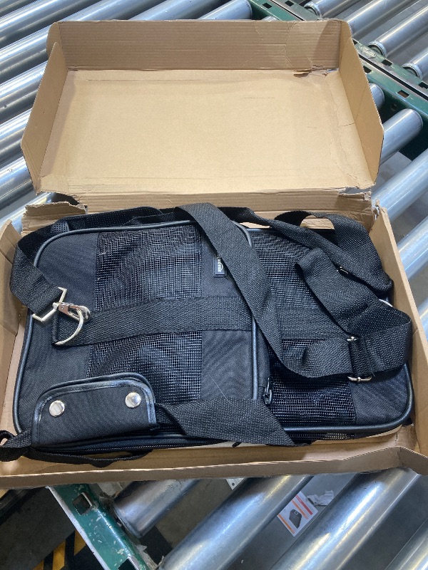 Photo 1 of Amazon Basics Soft-Sided Mesh Pet Travel Carrier for Dog, Cat, up to 16 pounds, 16.5" L x 10.6" W x 11" H, Black