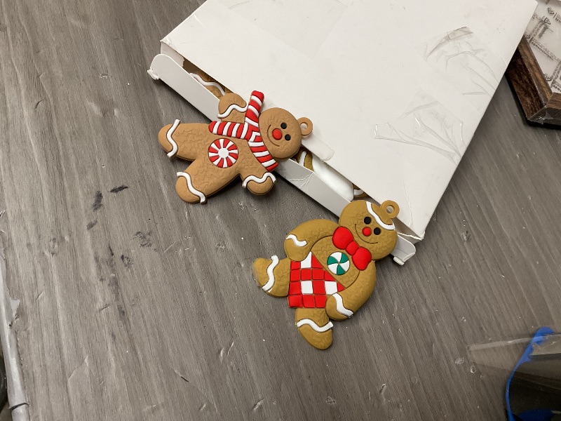 Photo 1 of 12pcs Gingerbread Man Ornaments for Christmas Tree, Assorted Gingerbread Figurines Ornaments, Christmas Tree Hanging Decorations, 3 Inch Tall