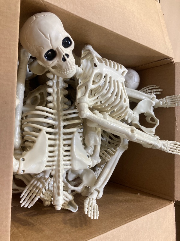 Photo 1 of 6Pack ----36" Halloween Skeleton - 3 ft Life Size Human Skeleton with Full Body Posable Joints - Spooky Scary Plastic Skeletons for Outdoor Decoration, Halloween Party Decor, Haunted House Props