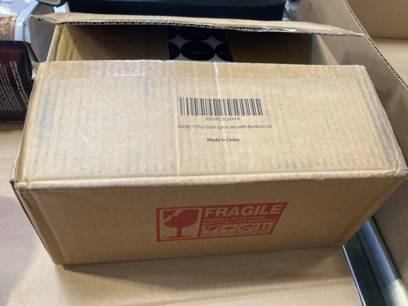 Photo 1 of 6oz Glass Spice Jars with Bamboo Lid and Label, 12 Pack Square Glass Container, Small Food Storage Containers for Kitchen, Clear Empty Seasoning Jar for Sugar, Salt, Coffee Bean, Herb, Borosilicate