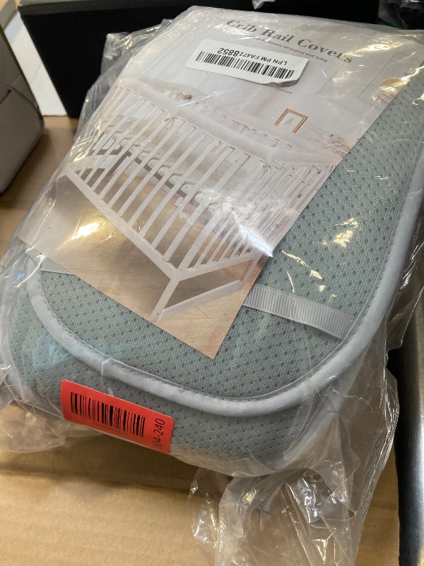 Photo 1 of 4 Pc Crib Rail Cover -Reversible Teething Guard with Stylish Designs,Soft Anti-Collision Strip Corner Cover, Suits for Most Standard Bed,Rail Protector, Edge Guard Bumper (breathble-gray018)