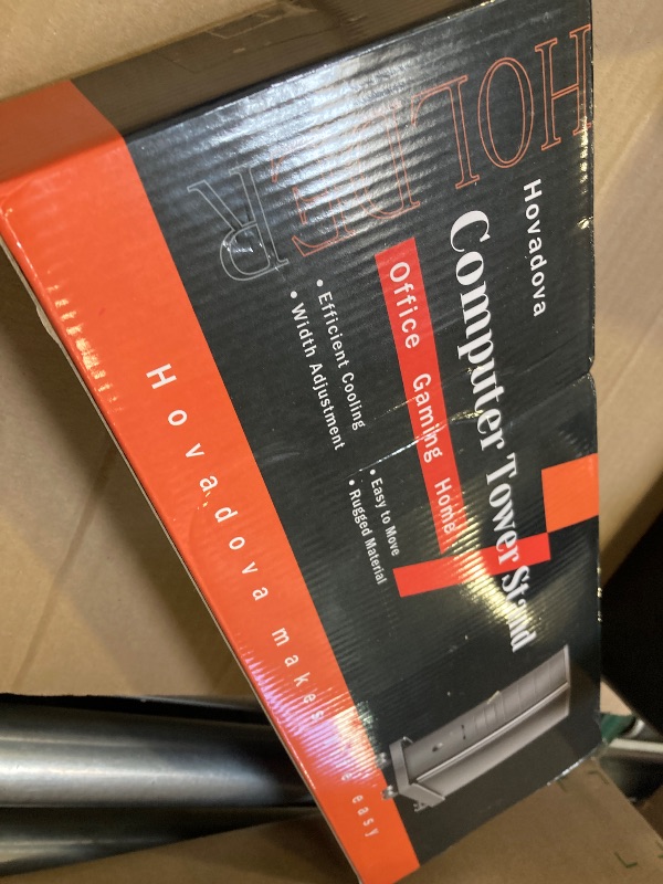 Photo 1 of Adjustable Mobile CPU Stand, Ventilated Computer Tower Stand with 4 Caster Wheels Fits Most PC Tower, Under Desk CPU Holder PC Floor Cart Computer Riser for Gamers and Students (Black)