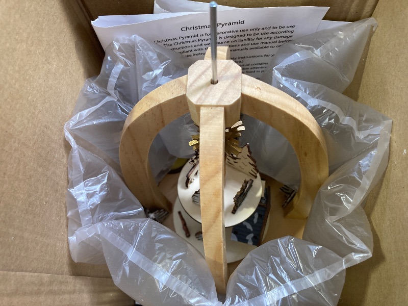 Photo 1 of 14Inch Wooden Christmas Pyramid with 4 Candle Holders-Nativity Scene Set for Christmas Tabletop Décor (Number Two)