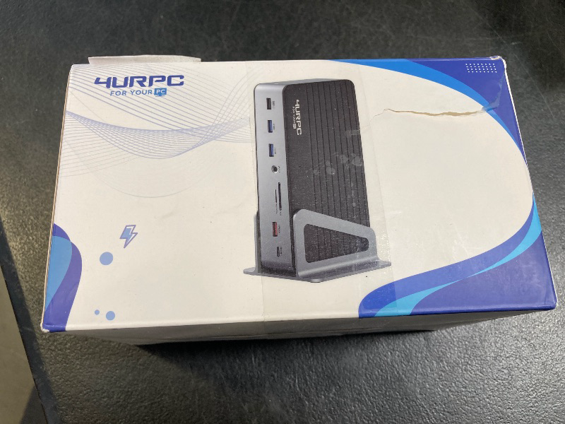 Photo 1 of 4URPC DisplayLink Docking Station Triple 4K@60Hz Monitor with 120W Power Adapter, Laptop Dock for Thunderbolt 5/4/3, USB C M1/M2/M3/M4 MacBook/Windows(Single 8K)/Chrome(3 HDMI, 2 DP, 6 USB, Ethernet)