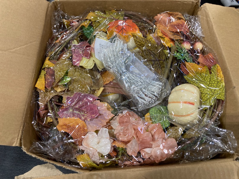 Photo 1 of 2 Pcs Fall Garland for Mantle, 6 FT Fall Garland with Lights, Fall Leaves Pumpkin Garlands for Table Centerpiece Door Window Fireplace Home Indoor Outdoor Fall Thanksgiving Decorations for Home