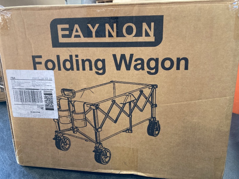 Photo 1 of 46" L Collapsible Foldable Extended Wagon, 500LB Weight Capacity with 280L Heavy Duty Folding Cart, Utility Wagon with All-Terrain Beach Wheel & Drink Holders, Black