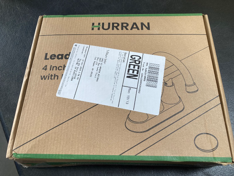 Photo 1 of 4 inch Brushed Gold Bathroom Sink Faucet with Pop-up Drain and 2 Supply Hoses, Stainless Steel Lead-Free 2-Handle Centerset Faucet for Bathroom Sink Vanity RV