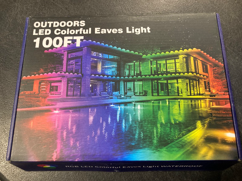 Photo 1 of 100FT Permanent Outdoor RGB Lights - IP67 Waterproof with Smart App Control Remote, DIY Scene Modes, Music Synchronization, Eaves Lights For Garden Décor, Deck, Christmas, Party, Party, Halloween, Roof