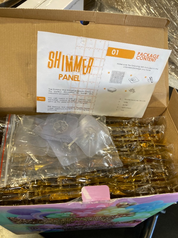 Photo 1 of 24 Panels Shimmer Wall Backdrops, Square Sequins Backdrops with 6D Effect, Large Photo backdrops for Birthday, Graduation, Wedding, Anniversary Party Decoration and Home Decoration (Gold)