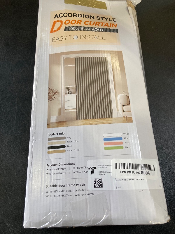 Photo 1 of AJAZZ 100% Blackout Sliding Door Curtains for Doorways, Accordion Doors for Doorway, Magnetic Door Curtain for Bedroom Living Room Doorway Curtain Sets Included Tracks (1 Pack, 72W x 79 L, Black)