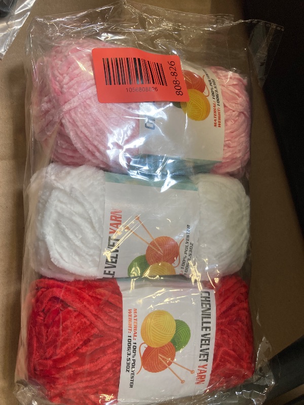 Photo 1 of 3pcs only    100g Velvet Chenille Chunky Yarn, Handcrafts Weaving Soft Chenille for Crocheting Clearance, Used for Making Baby Yarn Blanket, Clothes, Knitting Creations (C)