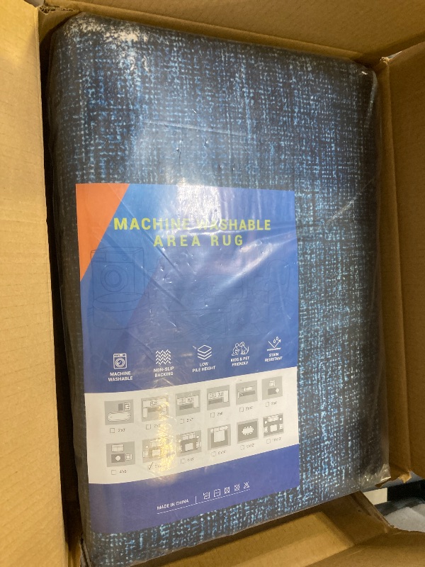 Photo 1 of 5x7 Washable Rugs Non Slip Minimalist Area Rug for Bedroom Soft Low Pile Solid Color Large Bedroom Throw Carpet Stain Resistant Classic Neutral Area Rug Plain Boho Rugs for Kitchen Nursery, Navy