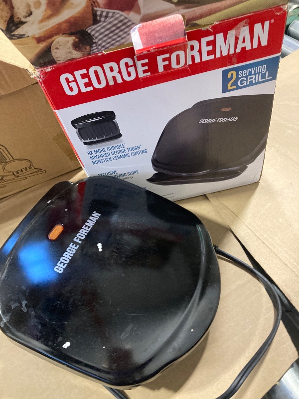 Photo 1 of George Foreman 2-Serving Classic Plate Electric Indoor Grill and Panini Press, Black, Small Compact Size, GR10B