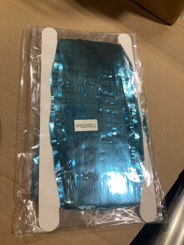 Photo 1 of 2PC Teal Blue Streamers Party Decorations,Turquoise Tinsel Foil Fringe Backdrop for Birthday Party Decorations,Blue Door Streamers for Frozen Under The Sea Ocean Bachelorette Decorations