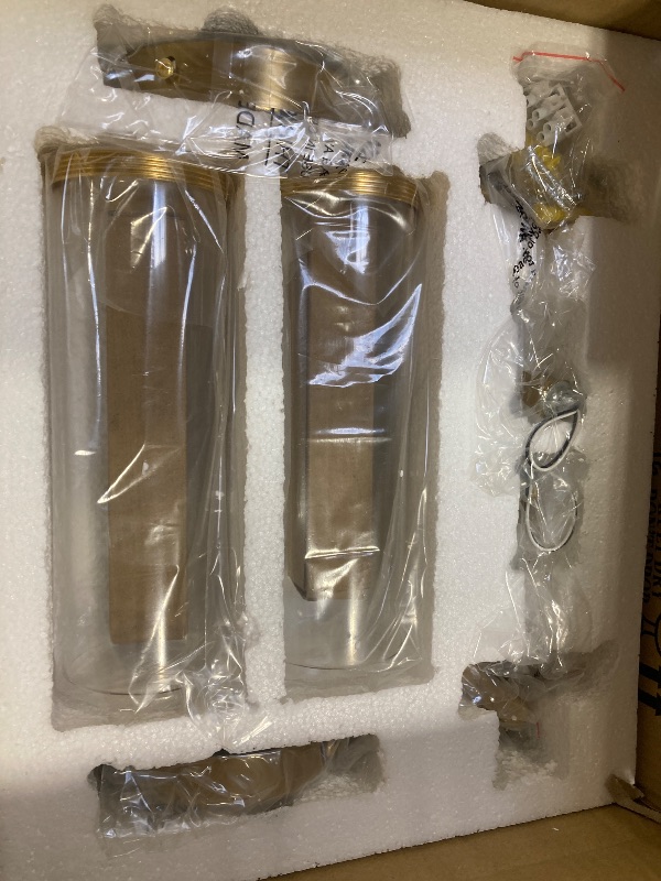 Photo 1 of 15" Knurled Gold Wall Sconces Set of 2, Bathroom Vanity Light Fixtures with Clear Glass Tube, Modern Lamp Lighting for Bedroom, Living Room, Hallway, Staircase, Mirror, Kitchen