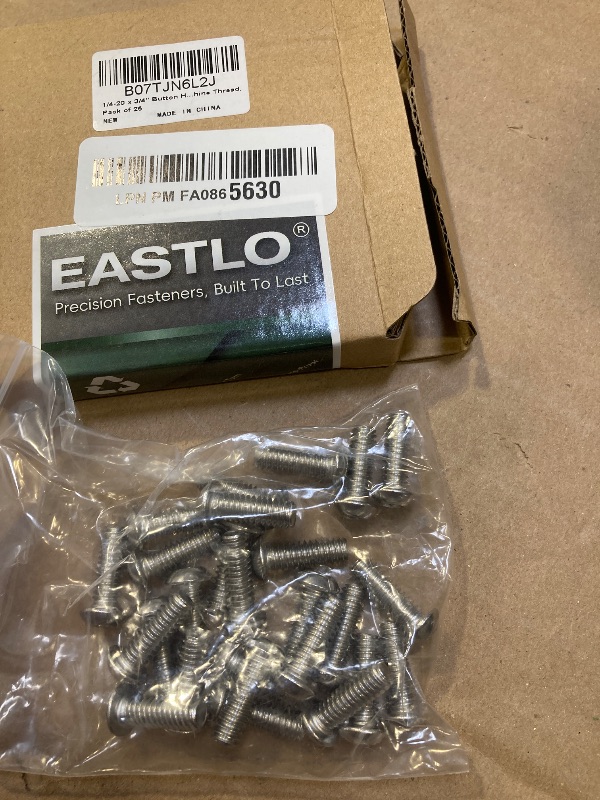 Photo 1 of 1/4-20 x 3/4" Button Head Socket Cap Bolts Screws, 304 Stainless Steel 18-8, Allen Hex Drive, Bright Finish, Fully Machine Thread, Pack of 25