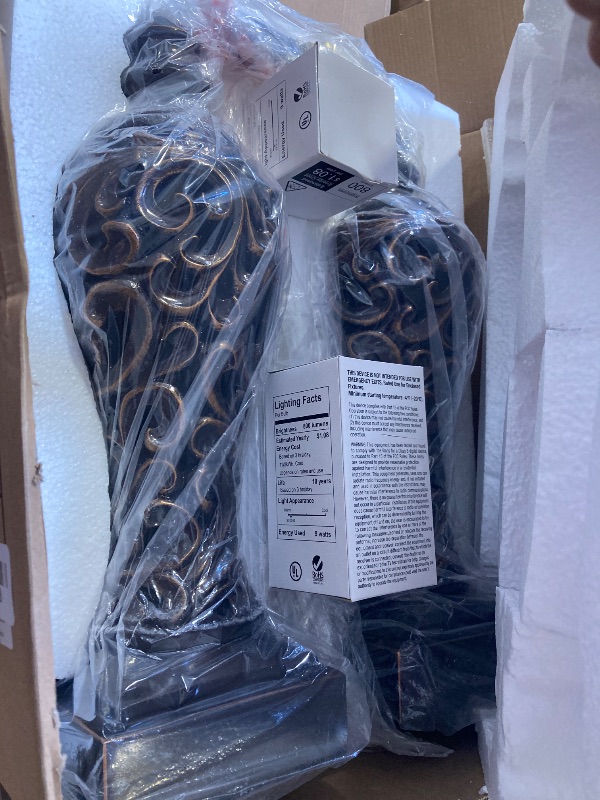 Photo 1 of 28.5" high Vintage Brown Table Lamps Set of 2 - Bedside Lamp with Faux Silk Shades - for Bedroom and Living Room with USB and Nightlight - Perfect for Nightstands and Bedrooms (Bulb Included)