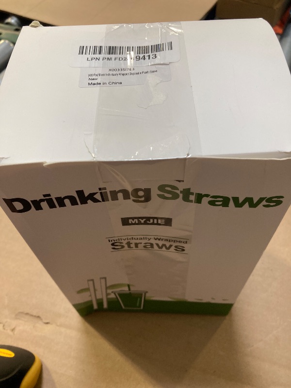 Photo 1 of [400 Pcs] Black Individually Wrapped Disposable Plastic Straws(7.5" longX0.23" diameter)