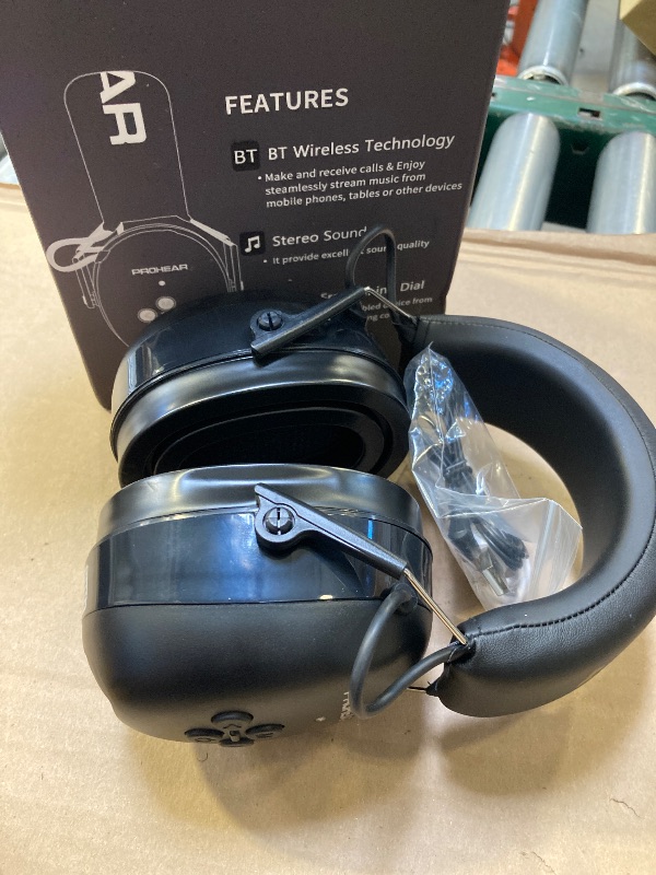 Photo 1 of PROHEAR 037 Gel Ear Pads Bluetooth 5.3 Hearing Protection Headphones,1500mAh Rechargeable Battery for 120H Playtime Perfect for Mowing Workshops Snowblowing - Black