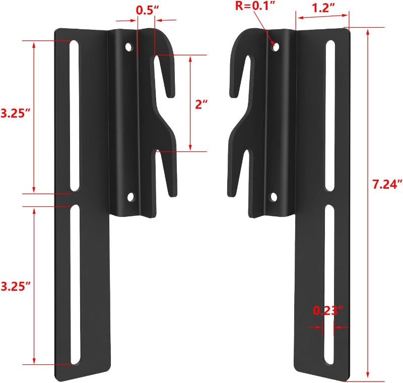 Photo 1 of 2 Pcs #711 Bed Frame Brackets for Headboard or Footboard, Bolt-On to Hook-On Conversion Brackets Bed Hook Adapter,Headboard Hook Set Extra Heavy Duty, Black
