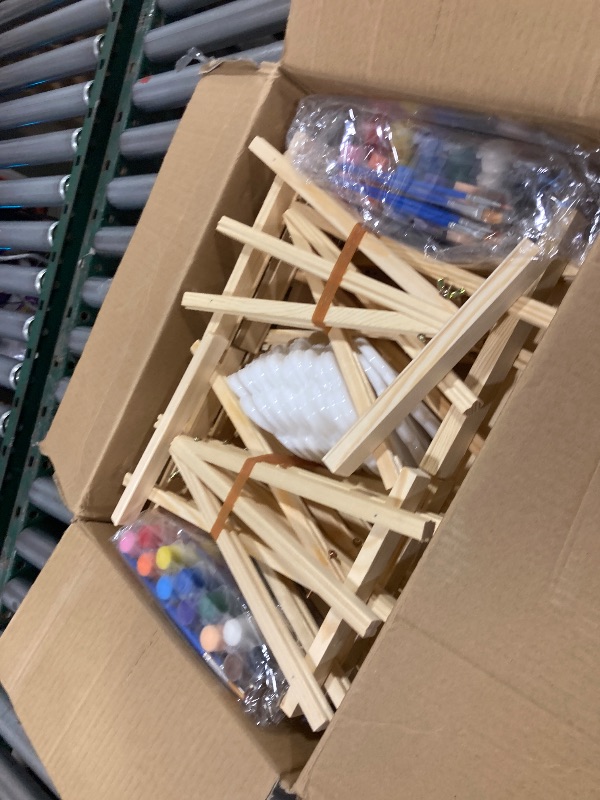 Photo 1 of 16 Pack 8 * 10In Canvas Boards for Painting, Art Canvas for Drawing with 32 Brushes & 16 Paint Trays & 32 Acrylic Paint, Mini Painting Canvas with Easel Set, Painting Kits for Adults & Kids Party