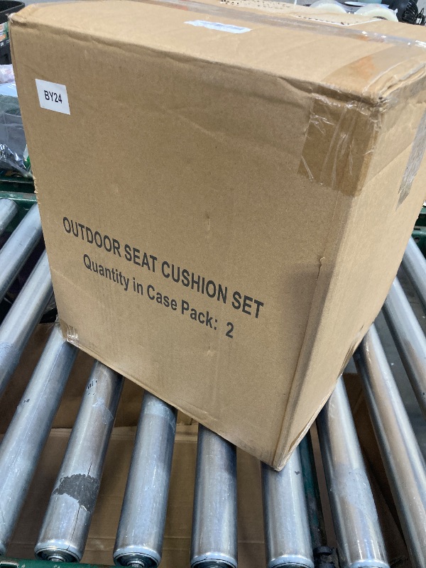 Photo 1 of Outdoor Seat Cushion Set 24 x 24 In, Water-Resistant & Fade-Resistan, Patio Furniture Cushions with Removable Cover Deep Seat & Back Cushion with Handle and Adjustable Straps for Chair Sofa,2PC