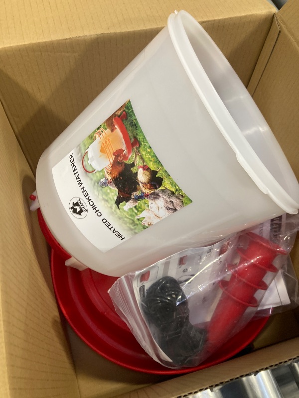 Photo 1 of 6L Chicken Waterer Heated for Winter Chicken Water Heater wiith Adjustable Leg Support 35W BPA-Free Heated Poultry Waterer Heavy Duty All in One Heated Waterer for Chicken Coop