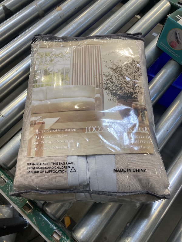 Photo 1 of 90 Inch 100% Blackout Linen Pleated Curtains 2 Panels for Living Room Pinch Pleated Back Tab Black Out Drapes Memory Shape Taupe Heat Reducing Pinch Pleat Window Curtains for Bedroom 90 Inches Long