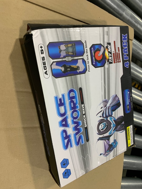 Photo 1 of 4 Pack  Sword Saber with FX Sound (on-Off Control) and Full Retractable Handle, 4 Colors LED Glow in The Dark Toy for Kids Adult