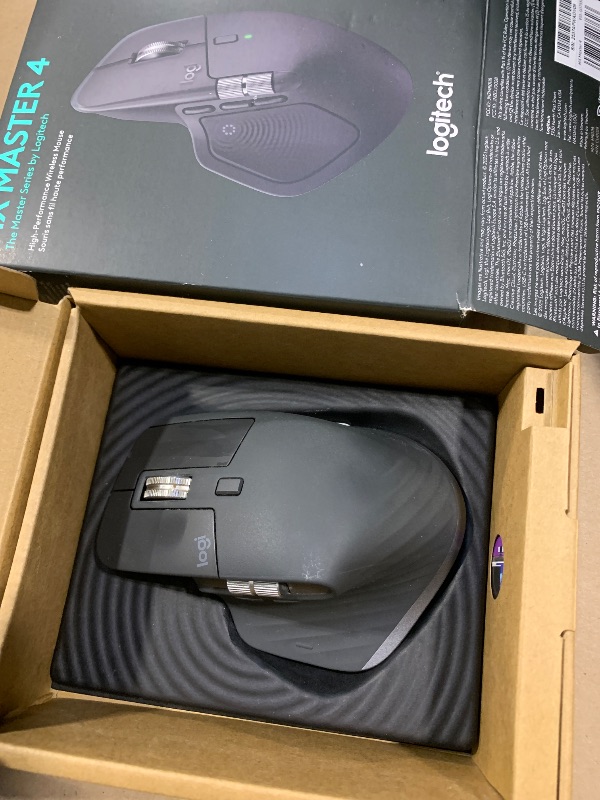 Photo 1 of Logitech MX Master 4, Ergonomic Wireless Mouse with Advanced Performance Haptic Feedback, Ultra-Fast Scrolling, USB-C Charging, Bluetooth, Windows, MacOS - Graphite