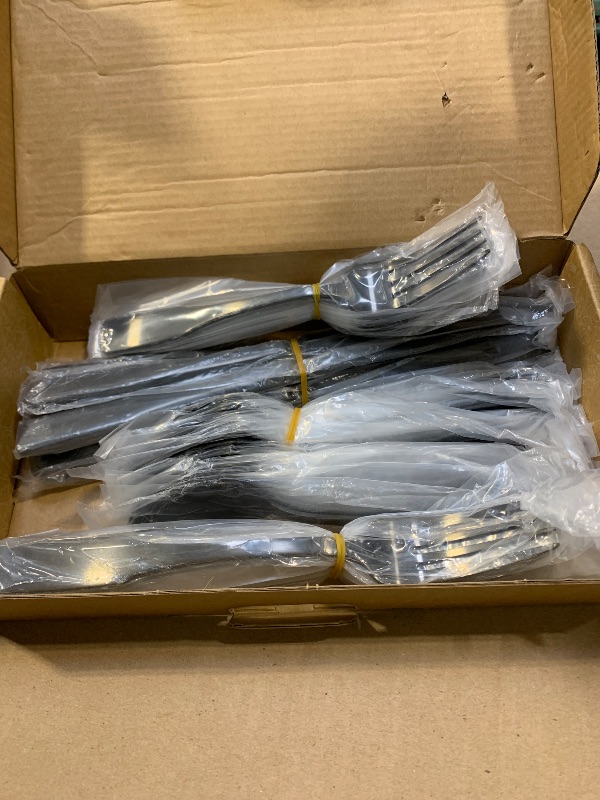 Photo 1 of Alata Kate Black Satin 40-Piece Silverware Set, Service for 8, Stainless Steel Flatware Set, Matte Polished Cutlery Set, Dishwasher Safe