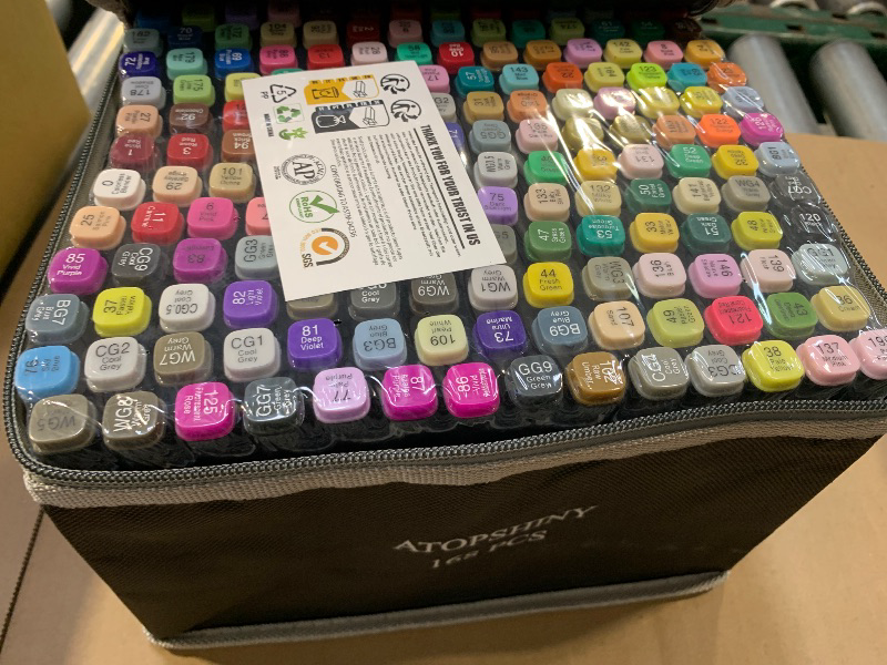 Photo 1 of Alcohol Markers 168 Colors Drawing Pens Set Dual Tip Permanent Art Markers for Kids and Adult Gifts-168 Black Shell Refillable
