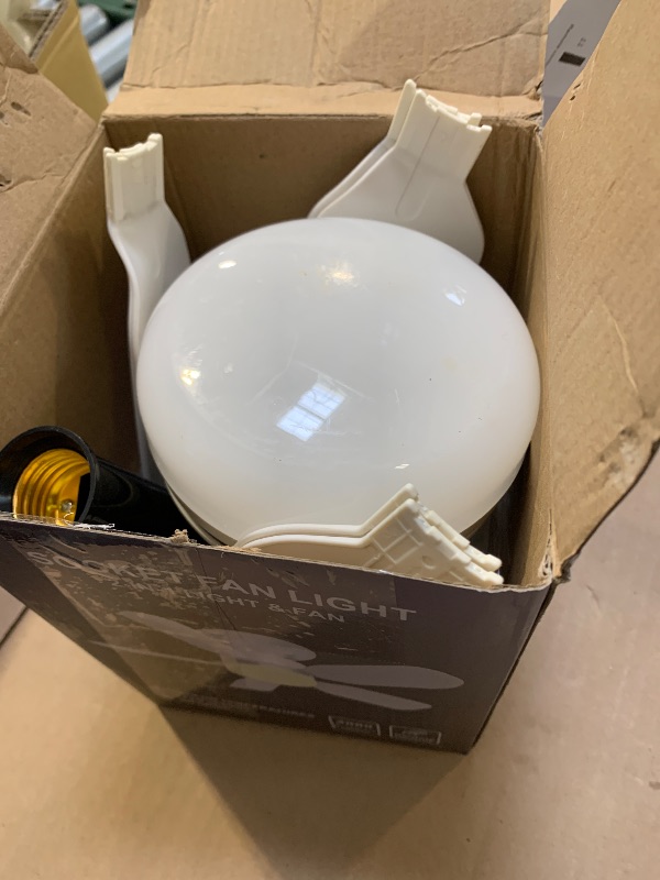 Photo 1 of 20" E26 Socket Fan Light with Remote, 30W 2000 Lumens, 3 Colors 3000-6000K Socket Breeze ceiling fans with lights 6 Speed Wind Light Bulb Fan for Bedroom, Living Room, Kitchen, Laundry Room, Garage