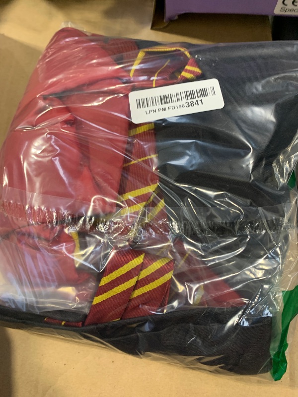 Photo 1 of 6 PCS Wizard Costume Set, Magic Wand Round Glasses Robe Scarf Tie and Scar Tattoo Halloween Costume Accessories for Adult Women Men Teenager, Witch Circle Fake Glasses Cloak Black