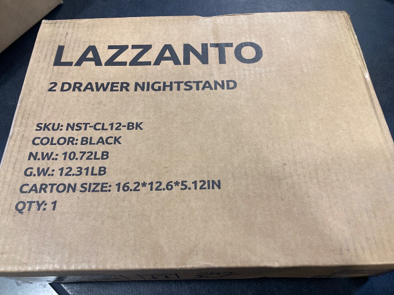 Photo 1 of Lazzanto Night Stand Bedside Charger Bedroom - Nightstand with Charging Station & LED Light Strip, Night Stand with Storage Shelf & 2 Fabric Drawers, Morden End Table with U-S-B Ports & AC Outlets