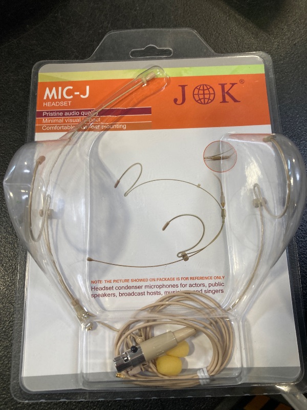 Photo 1 of J K Professional Headset/Headworn Microphone MIC-J 071S Compatible with Shure Wireless System - TA4F Microdot Detachable Cable