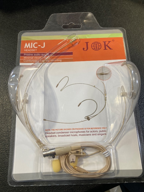 Photo 1 of J K Professional Headset/Headworn Microphone MIC-J 071S Compatible with Shure Wireless System - TA4F Microdot Detachable Cable