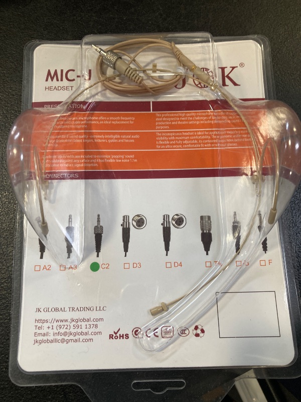 Photo 1 of J K Professional Headset/Headworn Microphone MIC-J 071S Compatible with Sennheiser Wireless System - Omnidirectional Mic - Super Lightweight & Creative Design & Smallest Cartridge