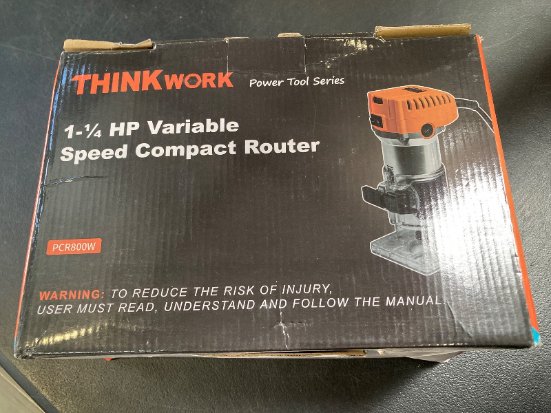 Photo 1 of THINKWORK Compact Router, 6.5-Amp 1.25 HP Compact Wood Palm Router Tool, 6 Variable Speeds Wood Trimmer with 15 Pieces 1/4" Router Bits Set, 30000R/MIN