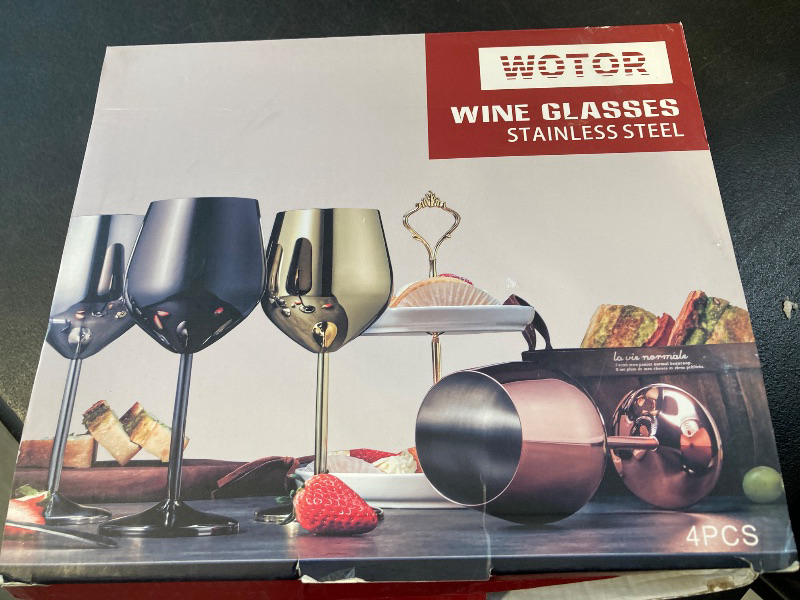 Photo 1 of WOTOR Gold Wine Glasses Set of 4, 18oz Unbreakable Gold Goblet, Stainless Steel Wine Glass, Metal Wine Glass for Outdoor, Travel, Camping, Pool, Ideal Gift for Wine Lovers