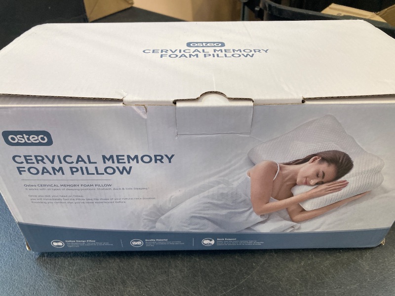 Photo 1 of Osteo Cervical Pillow for Neck Pain Relief, Hollow Design Odorless Memory Foam Pillows with Cooling Case, Adjustable Orthopedic Bed Pillow for Sleeping, Support for Side Back Sleepers