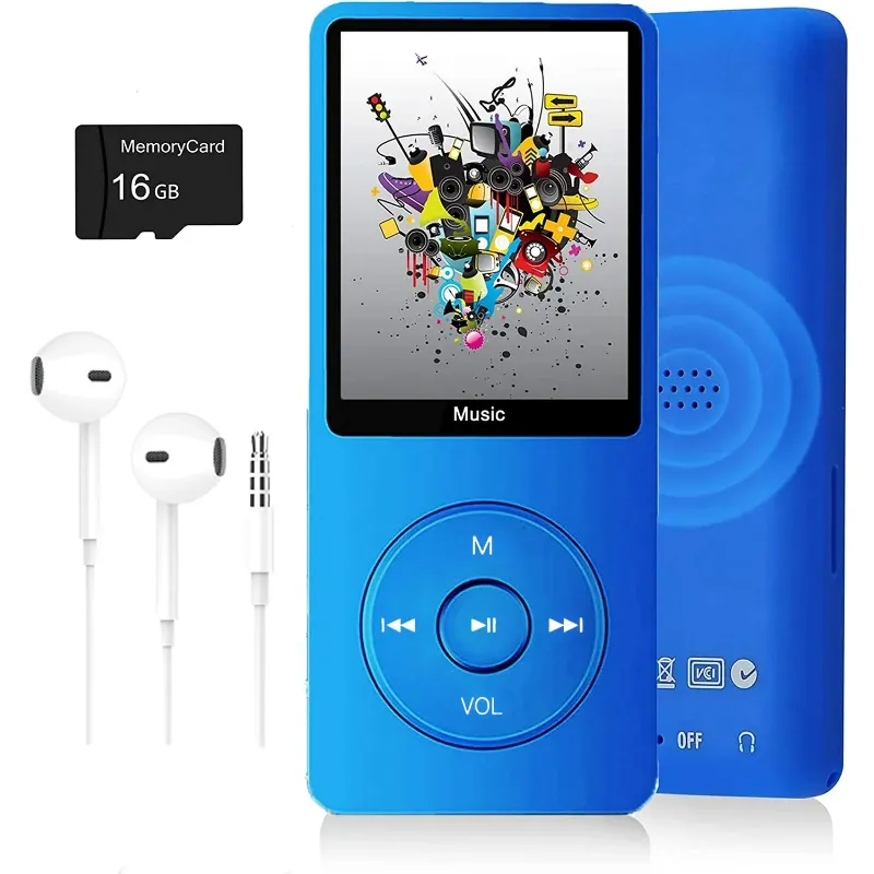 Photo 1 of MP3 Player, Music Player with 16GB Micro SD Card, Build-in FM Radio/Video Play/Voice Recorder/E-Book Reader, Supports up to 128GB, Dark Blue
