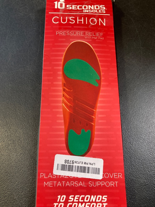 Photo 1 of 10 Seconds Pressure Relief 3030 with Metatarsal Pad – Ultra Cushioned - Medium Arch Support - Medium Arch Height, Trim to Fit, Molds to Foot Plastazote Memory Foam Topper (M 10, W 12)