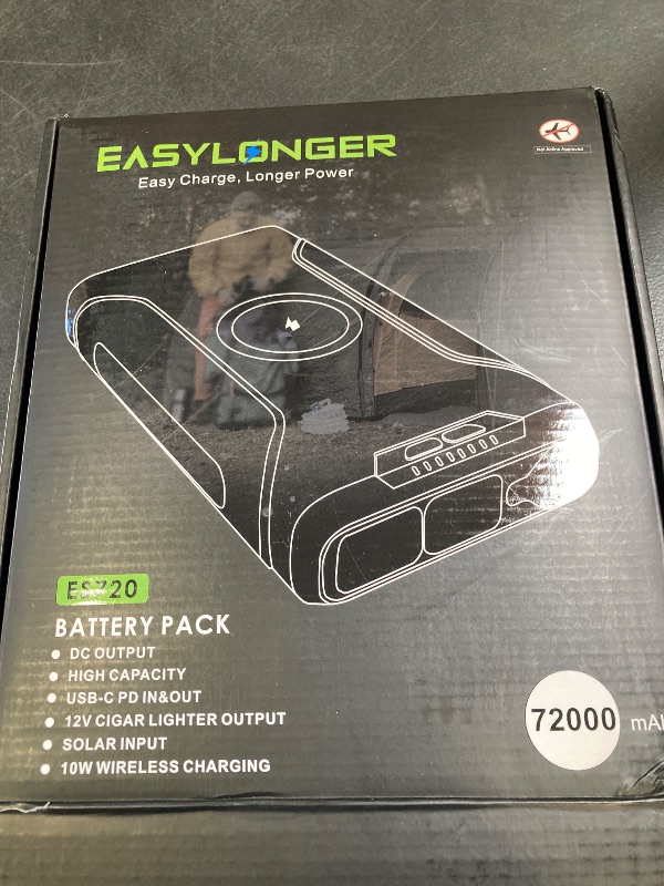Photo 1 of EASYLONGER CPAP Battery Backup Power Supply ES720, 266.4Wh CPAP Battery for AirSense 11, AirSense 10, AirCurve 10, AirMini, Philips Dreamstation/ 2, Emergency CPAP Battery for Outdoor Camping