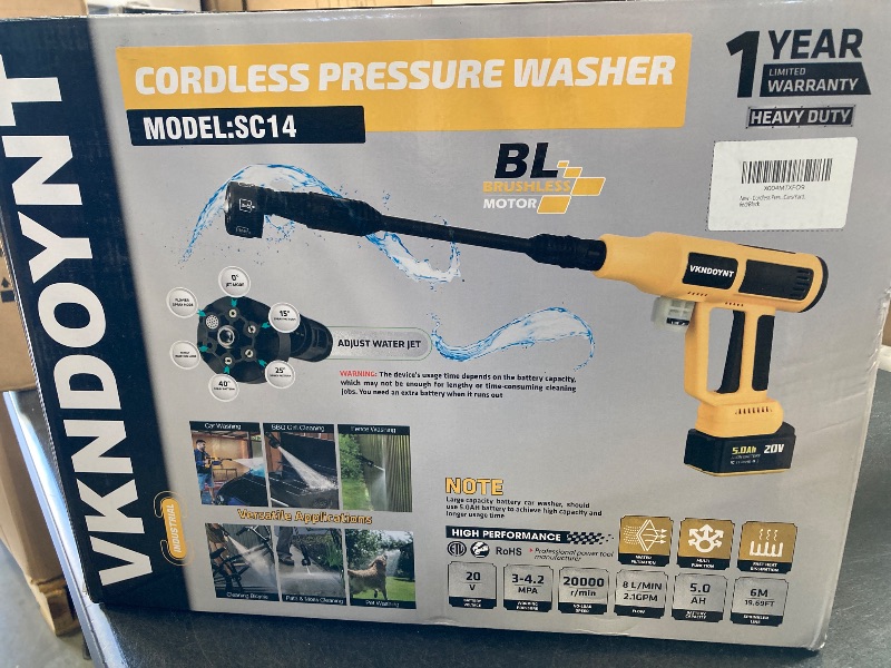 Photo 1 of Cordless Pressure Washer, 2000PSI MAX Portable Pressure Washer with Brushless Motor, 2 X 5.0AH Batteries, 4 Speed Adjustment LCD Touch Screen, 6-in-1 Nozzle, Power Washer for Cars/Yard