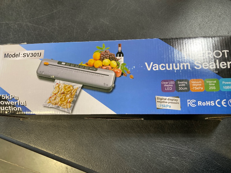 Photo 1 of 75kPa Compact Vacuum Sealer Machine For Food, 6-in-1 Sous Vide Vacuum Sealing Machine with Starter Kits, External Sliding Blade, Digital Countdown Gray